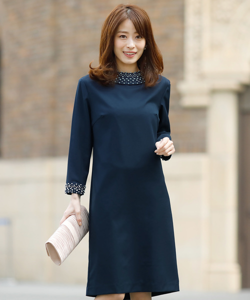 PourVous（プールヴー）の「クラシカルワンピースドレス大きいサイズ七分袖&ミニ丈結婚式フォーマルオケージョンドレスお呼ばれ 二次会 成人式（ドレス・レディース・ブラック/ベージュ/ネイビー/ブルー系その他/ブラック系その他/ダークグリーン・XL/L/M/4L/XXL/S）」の22枚目の写真