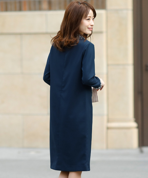 PourVous（プールヴー）の「クラシカルワンピースドレス大きいサイズ七分袖&ミニ丈結婚式フォーマルオケージョンドレスお呼ばれ 二次会 成人式（ドレス・レディース・ブラック/ベージュ/ネイビー/ブルー系その他/ブラック系その他/ダークグリーン・XL/L/M/4L/XXL/S）」の20枚目の写真