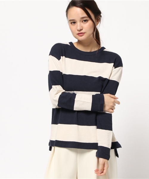 POU DOU DOU（プードゥドゥ）の「度甘スラブボーダープルオーバー（ニット/セーター・レディース・グレー/ネイビー/ボルドー・3）」の2枚目の写真