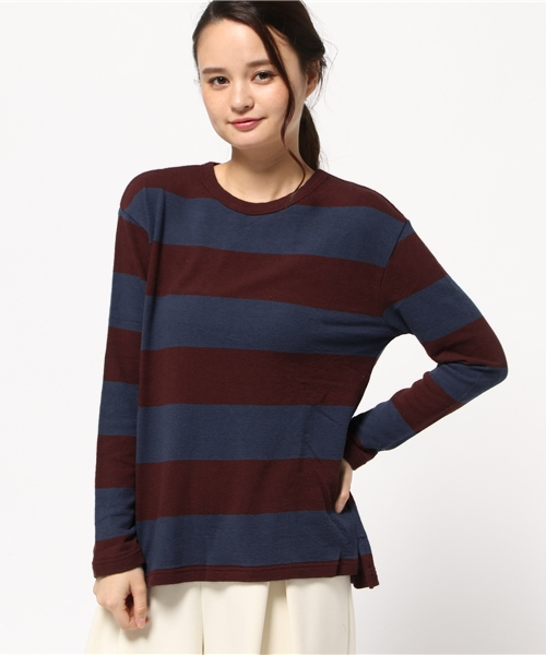 POU DOU DOU（プードゥドゥ）の「度甘スラブボーダープルオーバー（ニット/セーター・レディース・グレー/ネイビー/ボルドー・3）」の3枚目の写真