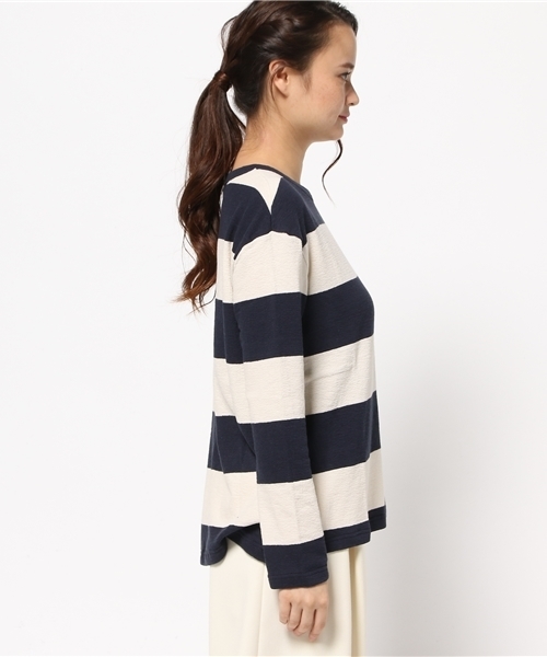 POU DOU DOU（プードゥドゥ）の「度甘スラブボーダープルオーバー（ニット/セーター・レディース・グレー/ネイビー/ボルドー・3）」の4枚目の写真