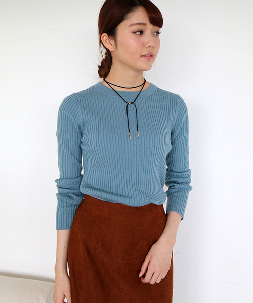 N.（N. Natural Beauty Basic）（エヌエヌナチュラルビューティーベーシック）の「リブニット 【「地味にスゴイ！校閲ガール・河野悦子」6話 11/9放送　本田翼さん着用】（ニット/セーター・レディース・ブラック/ブラウン/ブルー系その他/グレー・MEDIUM）」の4枚目の写真