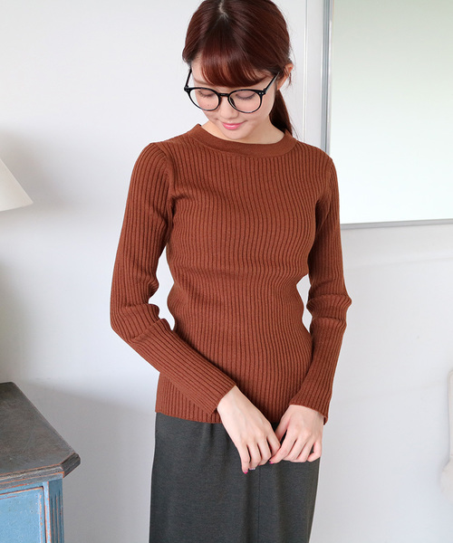 N.（N. Natural Beauty Basic）（エヌエヌナチュラルビューティーベーシック）の「リブニット 【「地味にスゴイ！校閲ガール・河野悦子」6話 11/9放送　本田翼さん着用】（ニット/セーター・レディース・ブラック/ブラウン/ブルー系その他/グレー・MEDIUM）」の3枚目の写真