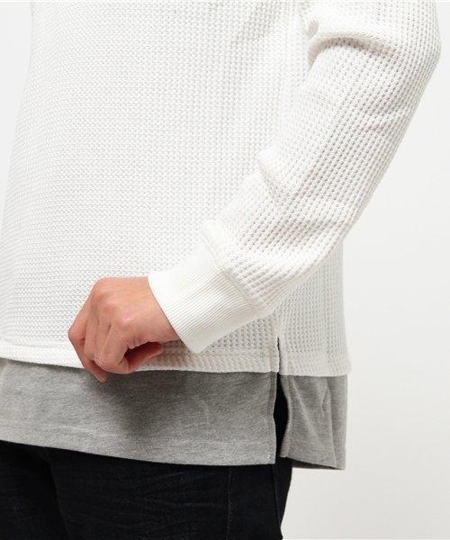 VIBGYOR（ヴィブジョー）の「VIBGYOR　Select／ﾎﾞﾄﾙﾈｯｸ　 FAKE-LONG 　ﾛﾝT /長袖　Tシャツ（Tシャツ/カットソー・メンズ・グレー系その他/カーキ/ホワイト・MEDIUM/LARGE）」の7枚目の写真