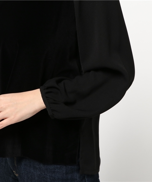 NATURAL BEAUTY BASIC（ナチュラルビューティーベーシック）の「ベルベットドッキングブラウス（シャツ/ブラウス・レディース・ブラック/ベージュ・SMALL/MEDIUM）」の7枚目の写真