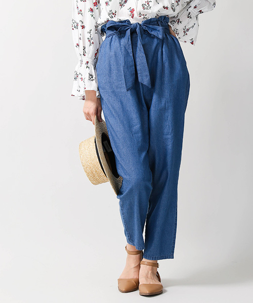 WEGO（ウィゴー）の「WEGO/リボンアンクルテーパードパンツ（スラックス・レディース・インディゴブルー/ブルー系その他4/ピンク系その他/ブラック/ダークインディゴブルー/オレンジ/その他1・LARGE/MEDIUM）」の3枚目の写真