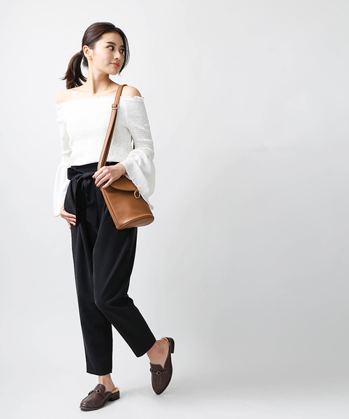 WEGO（ウィゴー）の「WEGO/リボンアンクルテーパードパンツ（スラックス・レディース・インディゴブルー/ブルー系その他4/ピンク系その他/ブラック/ダークインディゴブルー/オレンジ/その他1・LARGE/MEDIUM）」の16枚目の写真