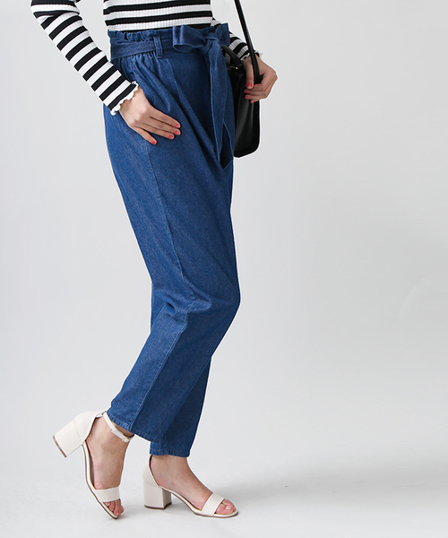 WEGO（ウィゴー）の「WEGO/リボンアンクルテーパードパンツ（スラックス・レディース・インディゴブルー/ブルー系その他4/ピンク系その他/ブラック/ダークインディゴブルー/オレンジ/その他1・LARGE/MEDIUM）」の19枚目の写真