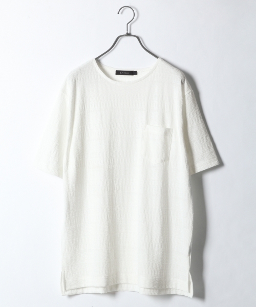 RAGEBLUE(レイジブルー)の「リンクスジャガードTシャツ/757936(Tシャツ/カットソー・メンズ・ホワイト/キャメル/ブラック/ブルー/ピンク・LARGE/SMALL/MEDIUM)」の1枚目の写真