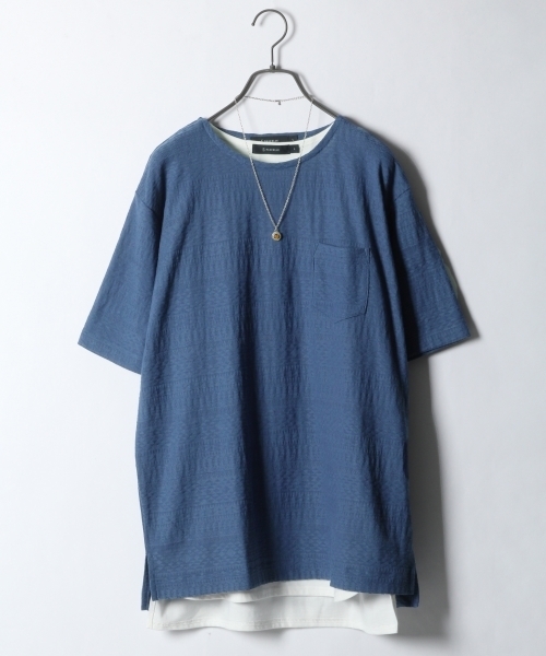 RAGEBLUE(レイジブルー)の「リンクスジャガードTシャツ/757936(Tシャツ/カットソー・メンズ・ホワイト/キャメル/ブラック/ブルー/ピンク・LARGE/SMALL/MEDIUM)」の3枚目の写真