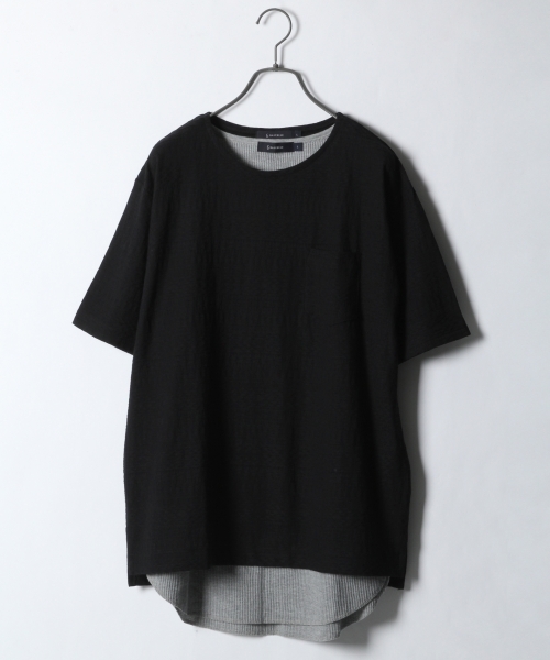 RAGEBLUE(レイジブルー)の「リンクスジャガードTシャツ/757936(Tシャツ/カットソー・メンズ・ホワイト/キャメル/ブラック/ブルー/ピンク・LARGE/SMALL/MEDIUM)」の2枚目の写真