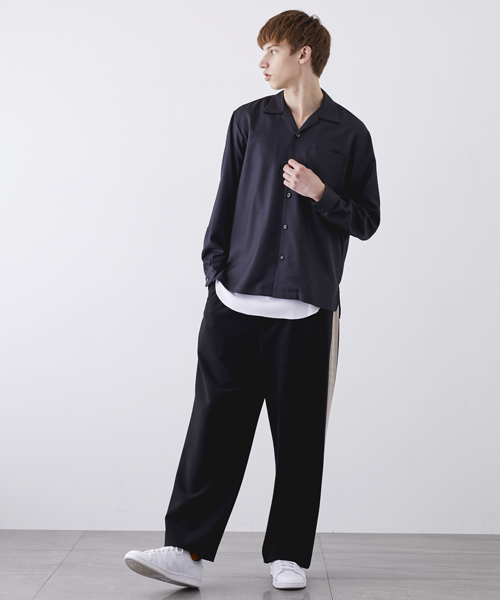 STUDIOUS(ステュディオス)の「【STUDIOUS】シャイニーツイルオープンカラーシャツ(シャツ/ブラウス・メンズ・ベージュ/ブラック/グリーン/ピンク・1/3/2)」の5枚目の写真