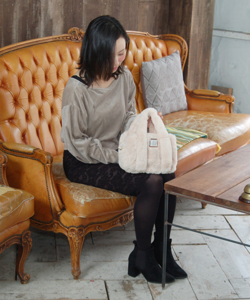 PASSE-DIX（パスディス）の「PASSE-ＤIX / パスディス　ファ－ダブルポケットミニボストン（ショルダーバッグ・レディース・ピンク/ブラック/オフホワイト/ブルー/グレー/ベージュ・FREE）」の21枚目の写真