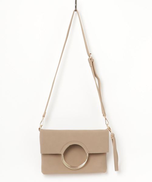 classicalelf（クラシカルエルフ）の「リングハンドル3wayバッグ スエードクラッチ＆ショルダーバッグ（無地）（ショルダーバッグ・レディース・ブラック/グレー/レッド/ブラウン系その他/マスタード/ベージュ/ブルーグレー/ライトベージュ・FREE）」の5枚目の写真