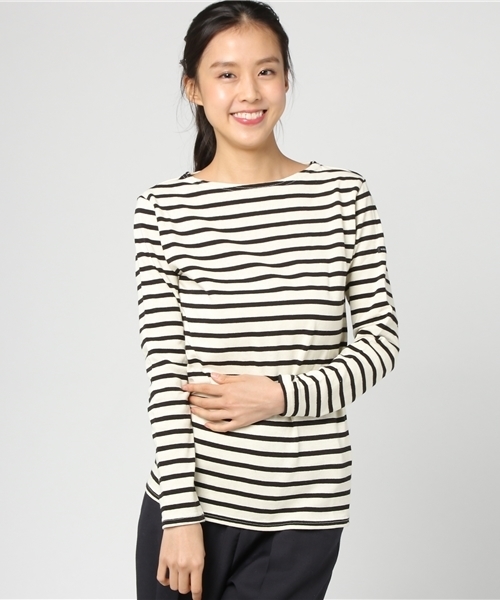 GeeRA(ジーラ)の「素材とシルエットにこだわったボーダーTシャツ(Tシャツ/カットソー・レディース・ブラック×ホワイト/ホワイト×ブラック/グリーン系その他/ネイビー・S/LL/L/M/XX-LARGE/SMALL/MEDIUM/LARGE/X-LARGE)」の11枚目の写真