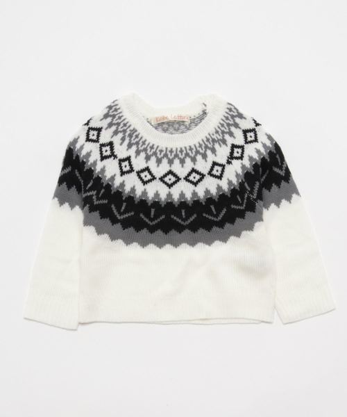KOBE LETTUCE（コウベレタス）の「★キッズ★ノルディック柄ミドルゲージニットトップス（ニット/セーター・キッズ・アイボリー/キャメル/ネイビー・100/120/110/90）」の5枚目の写真
