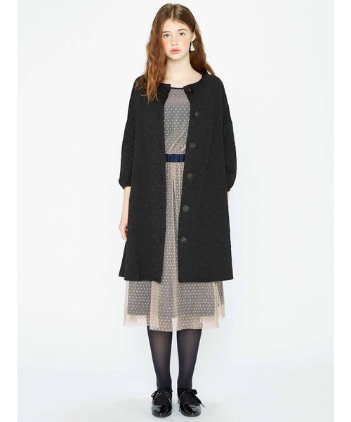 シロップ．（シロップ．）の「ドットチュールのゆらゆらプリーツワンピース（ドレス・レディース・ブラック/ベージュ・SMALL/MEDIUM/LARGE/X-LARGE/XX-LARGE）」の10枚目の写真