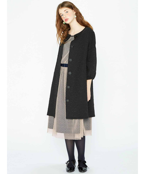 シロップ．（シロップ．）の「ドットチュールのゆらゆらプリーツワンピース（ドレス・レディース・ブラック/ベージュ・SMALL/MEDIUM/LARGE/X-LARGE/XX-LARGE）」の15枚目の写真