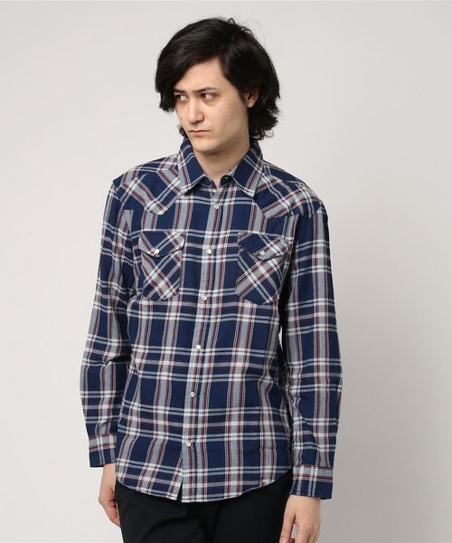 291295＝HOMME（ニーキューイチニーキューゴーオム）の「【Beno】　インディゴチェックシャツ（シャツ/ブラウス・メンズ・イエロー系その他/ブルー系その他/レッド系その他・2/3）」の3枚目の写真