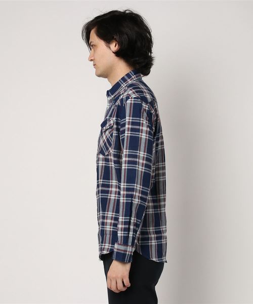 291295＝HOMME（ニーキューイチニーキューゴーオム）の「【Beno】　インディゴチェックシャツ（シャツ/ブラウス・メンズ・イエロー系その他/ブルー系その他/レッド系その他・2/3）」の5枚目の写真