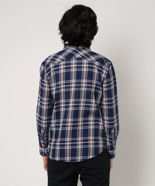 291295＝HOMME（ニーキューイチニーキューゴーオム）の「【Beno】　インディゴチェックシャツ（シャツ/ブラウス・メンズ・イエロー系その他/ブルー系その他/レッド系その他・2/3）」の4枚目の写真