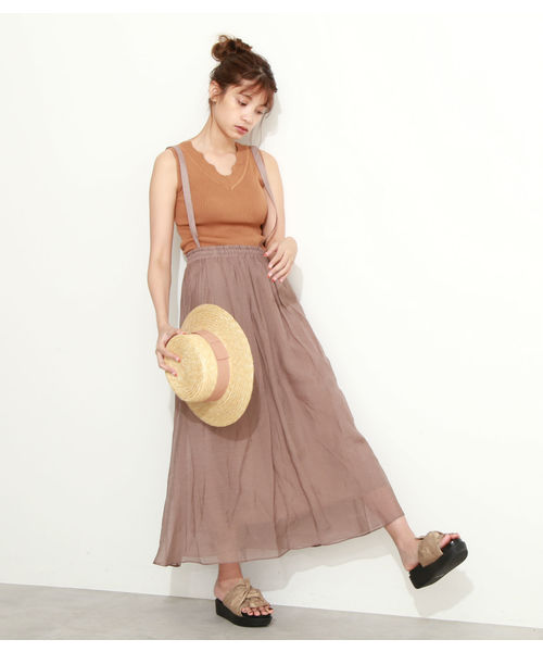 FREE'S MART（フリーズマート）の「サスペンダー付きマキシスカート（スカート・レディース・ブラック/ブラウン/イエロー・FREE）」の6枚目の写真