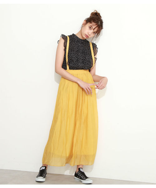 FREE'S MART（フリーズマート）の「サスペンダー付きマキシスカート（スカート・レディース・ブラック/ブラウン/イエロー・FREE）」の9枚目の写真