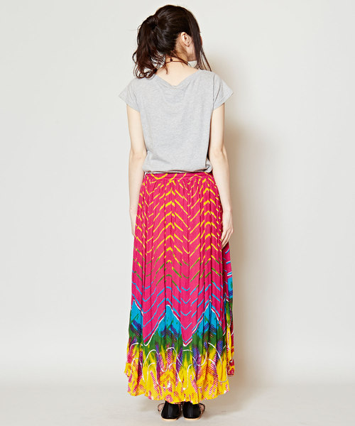 チャイハネ（チャイハネ）の「【チャイハネ】yul タイダイ風プリントスパンコール刺繍ロングスカート（スカート・レディース・ブラック/ブルー/ピンク/イエロー・FREE）」の19枚目の写真