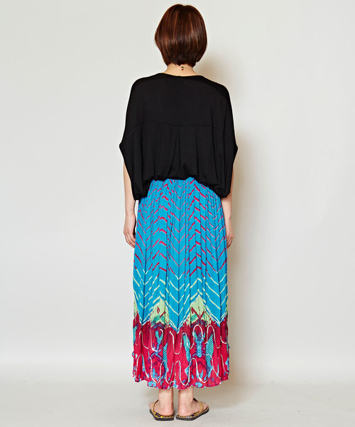 チャイハネ（チャイハネ）の「【チャイハネ】yul タイダイ風プリントスパンコール刺繍ロングスカート（スカート・レディース・ブラック/ブルー/ピンク/イエロー・FREE）」の14枚目の写真