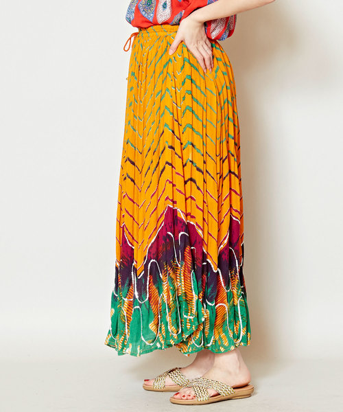 チャイハネ（チャイハネ）の「【チャイハネ】yul タイダイ風プリントスパンコール刺繍ロングスカート（スカート・レディース・ブラック/ブルー/ピンク/イエロー・FREE）」の11枚目の写真