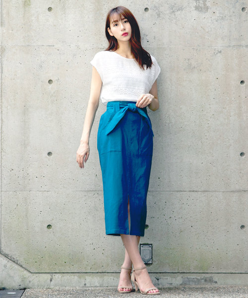 KOBE LETTUCE（コウベレタス）の「フレンチスリーブフロントレースカットソートップス＊レディース/Tシャツ[C3338]神戸レタス（Tシャツ/カットソー・レディース・ブラック/オフホワイト/マスタード・FREE）」の6枚目の写真