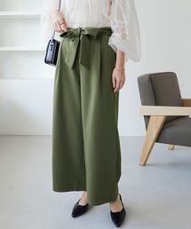 andme | ワイドパンツ ウエストリボン付き ロングパンツ(スラックス)