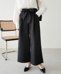 andme | ワイドパンツ ウエストリボン付き ロングパンツ(スラックス)