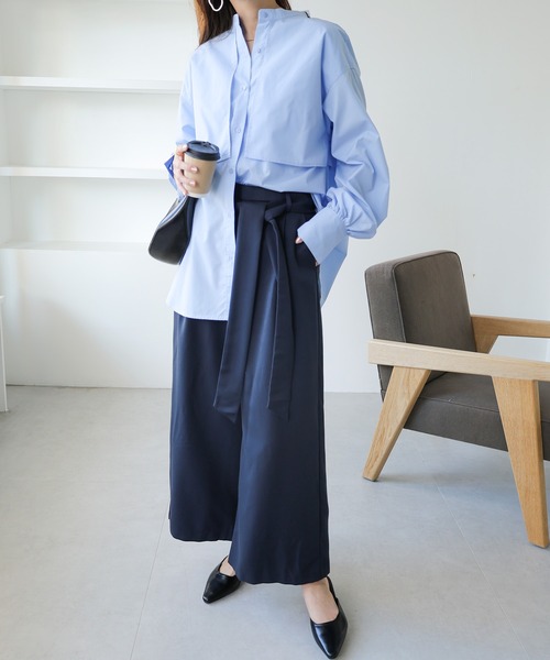 BLENHEIM センタープレス ウエストリボン ワイドパンツ S BLENHEIM センタープレス ウエストリボン ワイドパンツ S セール