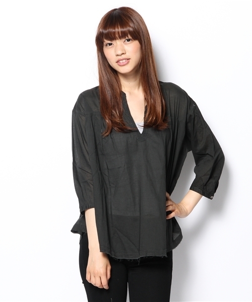 JOURNAL STANDARD relume(ジャーナルスタンダード レリューム)の「コットンボイル スタンドカラーブラウス(シャツ/ブラウス・レディース・ホワイト/マスタード/ブラック系その他/レッド系その他・FREE)」の3枚目の写真