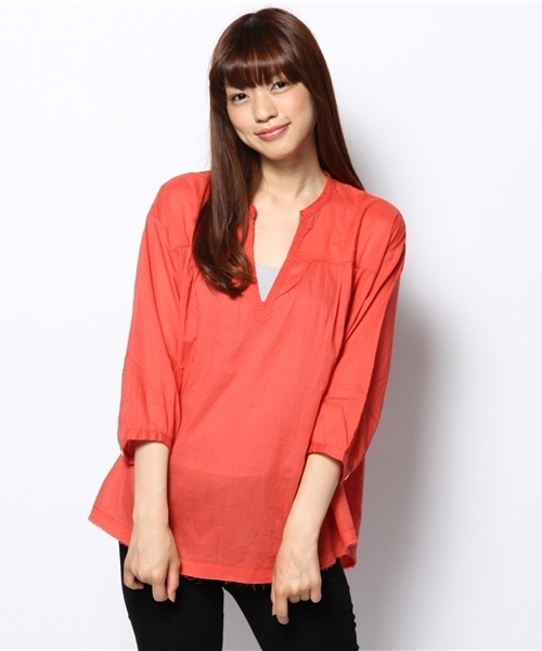 JOURNAL STANDARD relume(ジャーナルスタンダード レリューム)の「コットンボイル スタンドカラーブラウス(シャツ/ブラウス・レディース・ホワイト/マスタード/ブラック系その他/レッド系その他・FREE)」の1枚目の写真