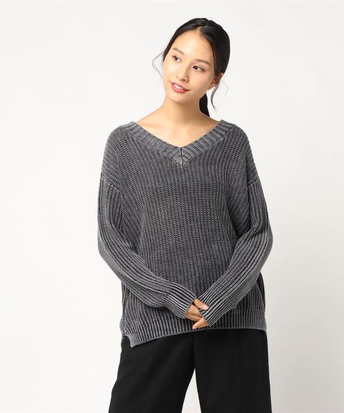 VENCEEXCHANGE（ヴァンスエクスチェンジ）の「ストーンウォッシュニット（ニット/セーター・レディース・ブラック/ブラウン/オフホワイト/ブルー・M）」の12枚目の写真