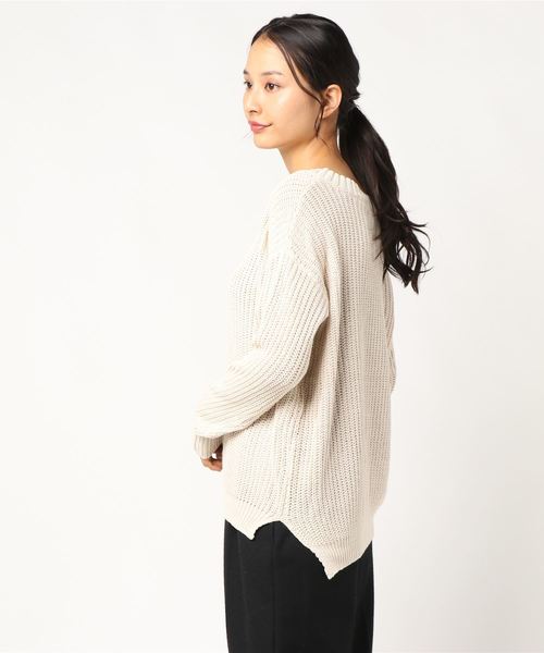 VENCEEXCHANGE（ヴァンスエクスチェンジ）の「ストーンウォッシュニット（ニット/セーター・レディース・ブラック/ブラウン/オフホワイト/ブルー・M）」の5枚目の写真