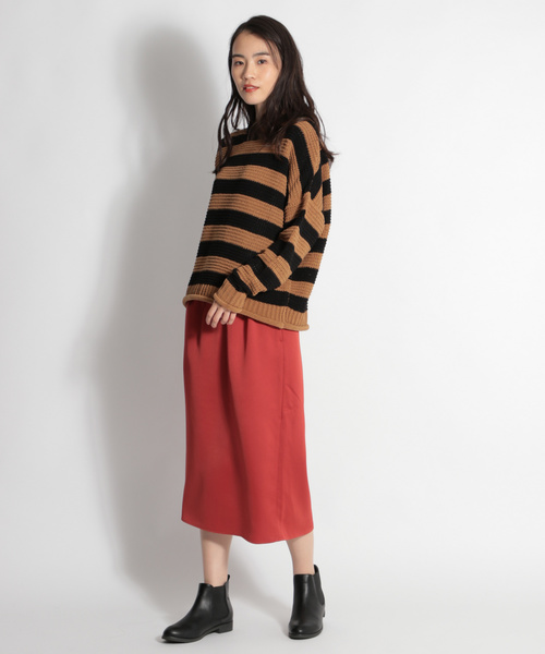 niko and...(ニコアンド)の「マットサテン裏起毛スカート(スカート・レディース・ネイビー/キャメル/レッド・LARGE/MEDIUM)」の8枚目の写真