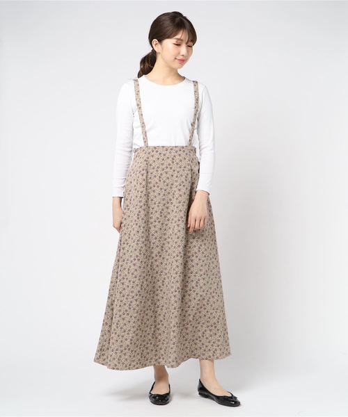 STYLEBLOCK（スタイルブロック）の「花柄プリントサスペンダースカート（スカート・レディース・ブラック/ベージュ/イエロー/グリーン・M）」の3枚目の写真