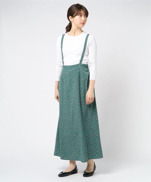 STYLEBLOCK（スタイルブロック）の「花柄プリントサスペンダースカート（スカート・レディース・ブラック/ベージュ/イエロー/グリーン・M）」の4枚目の写真