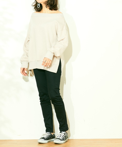 natural couture（ナチュラルクチュール）の「裏毛ビックプルオーバー（スウェット・レディース・オフホワイト/スミクロ/ベージュ/サックスブルー・FREE）」の18枚目の写真