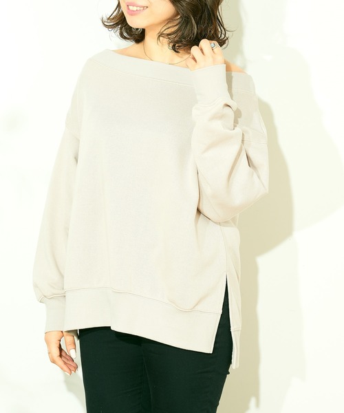 natural couture（ナチュラルクチュール）の「裏毛ビックプルオーバー（スウェット・レディース・オフホワイト/スミクロ/ベージュ/サックスブルー・FREE）」の5枚目の写真
