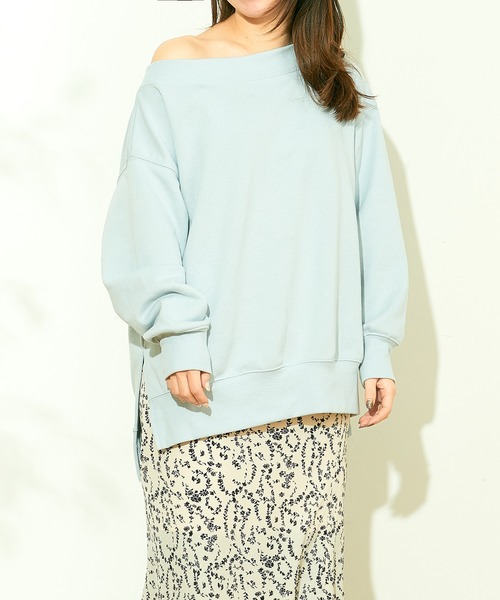 natural couture（ナチュラルクチュール）の「裏毛ビックプルオーバー（スウェット・レディース・オフホワイト/スミクロ/ベージュ/サックスブルー・FREE）」の6枚目の写真