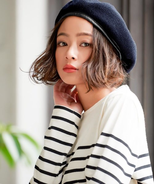 KOBE LETTUCE(コウベレタス)の「パイピングサマーベレー帽(ハンチング/ベレー帽・レディース・ベージュ/ブルーグリーン/ネイビー/ブラック・FREE)」の9枚目の写真