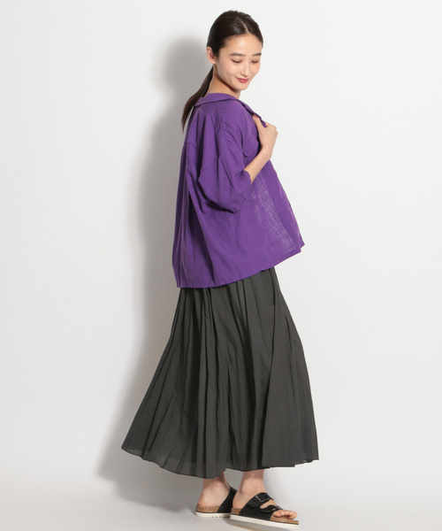 niko and...（ニコアンド）の「開襟ボタンブラウス（シャツ/ブラウス・レディース・ベージュ/パープル/ブラウン/イエロー/ダークブラウン・MEDIUM/LARGE）」の9枚目の写真