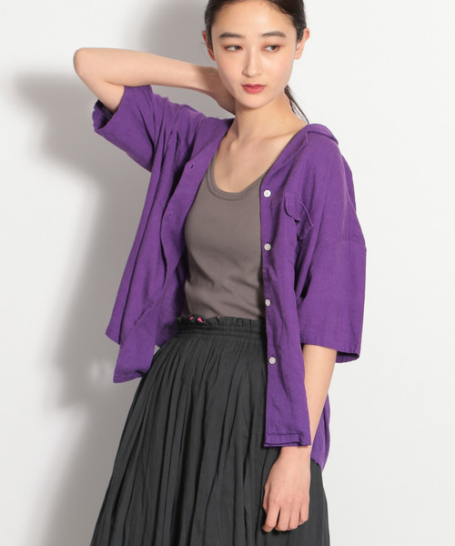 niko and...（ニコアンド）の「開襟ボタンブラウス（シャツ/ブラウス・レディース・ベージュ/パープル/ブラウン/イエロー/ダークブラウン・MEDIUM/LARGE）」の21枚目の写真