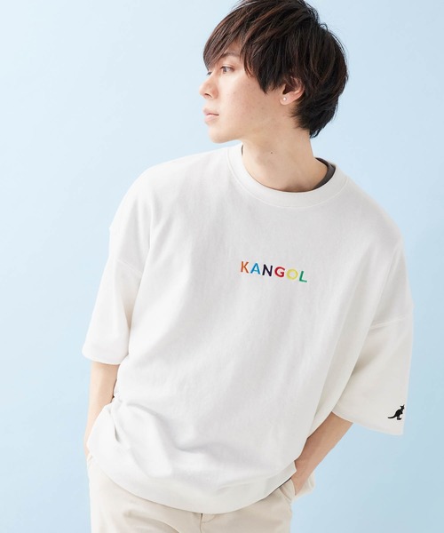 KANGOL（カンゴール）の「▽WEB限定 MONO-MART×KANGOL カンゴール ビッグシルエット プルオーバー スウェット (1/2 sleeve)（スウェット・メンズ・オフホワイト/ホワイト系その他/ブラック/ブラック系その他/杢グレー/ベージュ/ベージュ系その他/ダークグリーン/グリーン系その他/ブルー系その他/ホワイト系その他2/グレー系その他/ベージュ系その他2/パープル系その他/ピンク系その他/ベージュ系その他3/グリーン系その他2・FREE）」の4枚目の写真