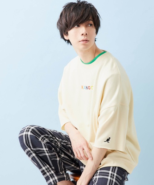 KANGOL（カンゴール）の「▽WEB限定 MONO-MART×KANGOL カンゴール ビッグシルエット プルオーバー スウェット (1/2 sleeve)（スウェット・メンズ・オフホワイト/ホワイト系その他/ブラック/ブラック系その他/杢グレー/ベージュ/ベージュ系その他/ダークグリーン/グリーン系その他/ブルー系その他/ホワイト系その他2/グレー系その他/ベージュ系その他2/パープル系その他/ピンク系その他/ベージュ系その他3/グリーン系その他2・FREE）」の10枚目の写真