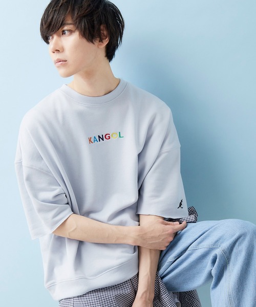KANGOL（カンゴール）の「▽WEB限定 MONO-MART×KANGOL カンゴール ビッグシルエット プルオーバー スウェット (1/2 sleeve)（スウェット・メンズ・オフホワイト/ホワイト系その他/ブラック/ブラック系その他/杢グレー/ベージュ/ベージュ系その他/ダークグリーン/グリーン系その他/ブルー系その他/ホワイト系その他2/グレー系その他/ベージュ系その他2/パープル系その他/ピンク系その他/ベージュ系その他3/グリーン系その他2・FREE）」の15枚目の写真